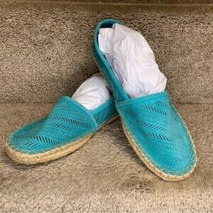 Coach Justeen Turquoise Laser Cut Suede Espadrille